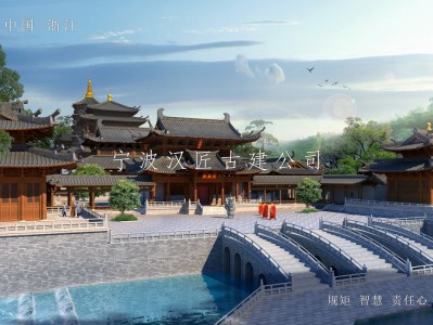 泰兴寺院重建规划设计方案鸟瞰图—积福禅寺